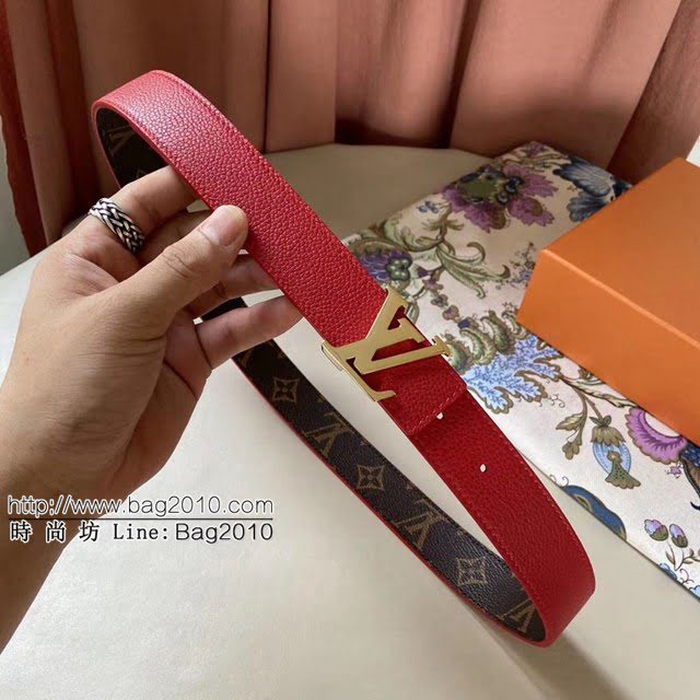 LV新款女士皮帶 路易威登Initiales雙面小牛皮腰帶  jjp1231
